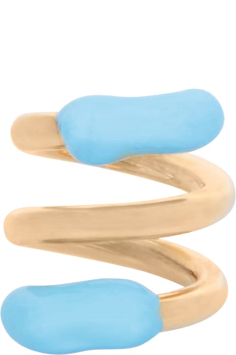 Sunnei Women Sunnei Fusillo Rubberized Gold/ Light Blue Ring