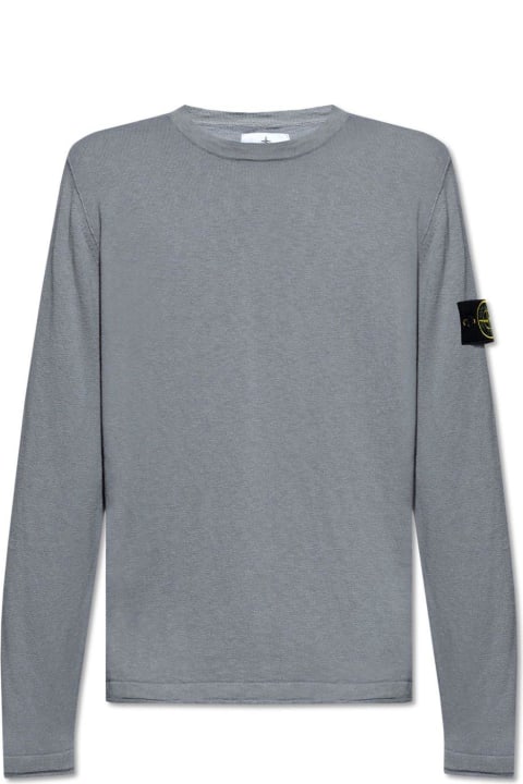 Sweaters for Men Stone Island Logo Patch Crewneck Jumper