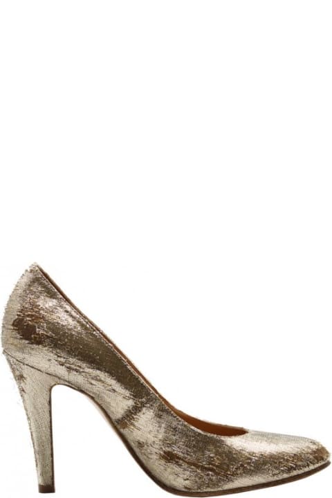 High-Heeled Shoes for Women Maison Margiela Pump With Destroyed Effect Gold Lurex Fabric