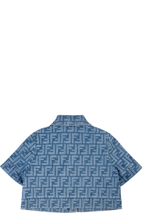 Fendi Shirts for Girls Fendi Medium Blue Ff Denim Shirt