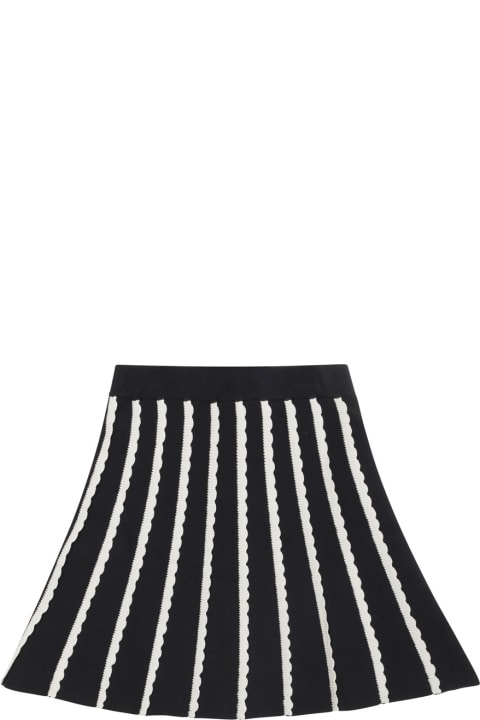 Emporio Armani Bottoms for Girls Emporio Armani Black And White Flared Striped Skirt In Cotton Girl