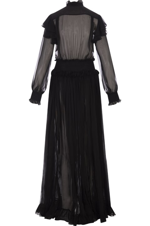 ウィメンズ新着アイテム Roberto Cavalli Black Long Dress With Ruffles