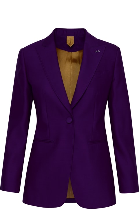 Homeware Max Mara Purple Silk Blend Buckle Blazer Jacket
