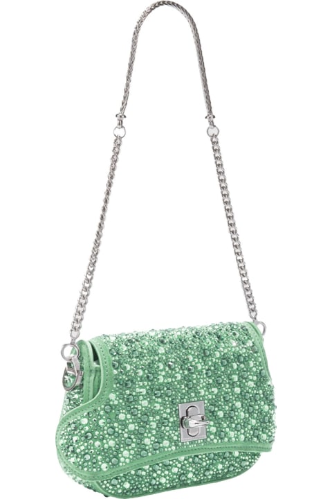 Ermanno Scervino Shoulder Bags for Women Ermanno Scervino Green Audrey Bag With Crystals