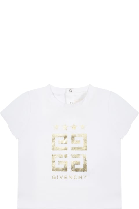 Givenchy Kids Givenchy White T-shirt For Baby Girl With Logo