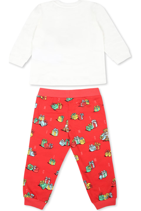 Homeware Moschino Red Suit For Babykids With Teddy Bear And Gift