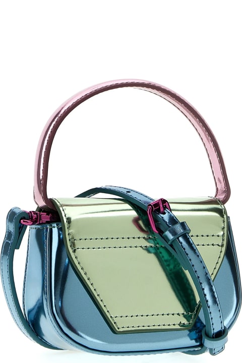Diesel Totes for Women Diesel 1dr Xs Bag In Green And Blue Metallic Leather