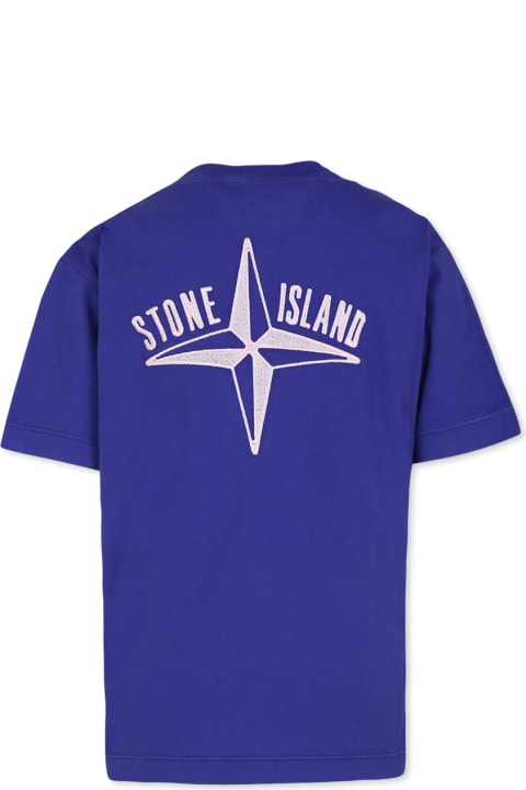 Fashion for Kids Stone Island Junior Blue T-shirt For Boy With Compass