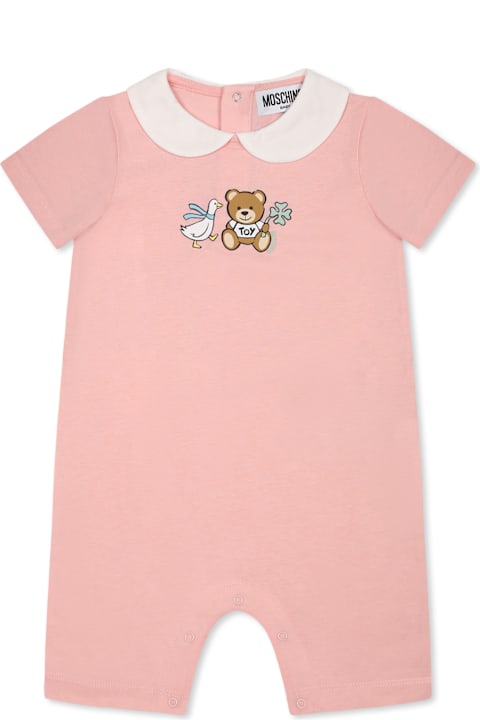 Homeware Moschino Pink Romper For Baby Girl With Teddy Bear