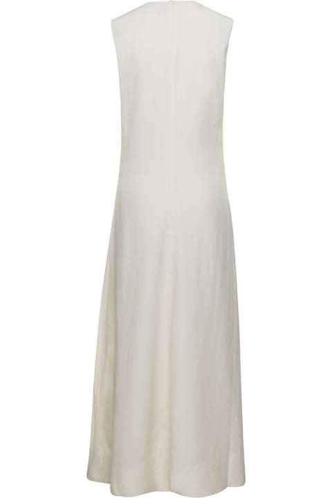 Totême Dresses for Women Totême White V-neck Flared Dress In Linen Blend Woman