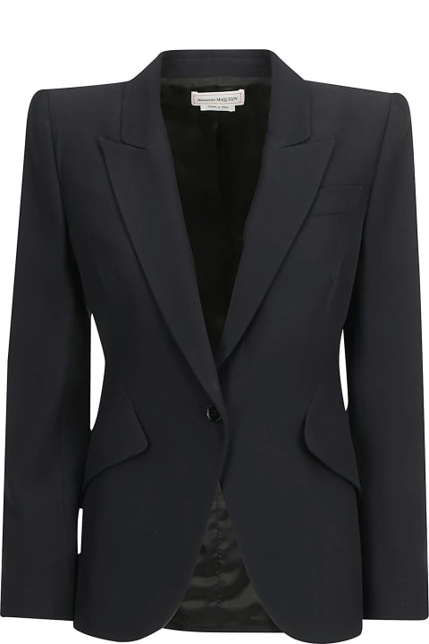 Coats & Jackets for Women Alexander McQueen Black Jacket In Thin Crepe With Pointed Shoulders