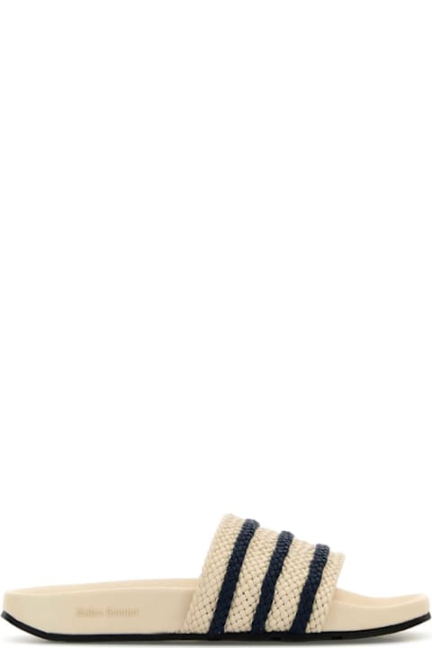 Adidas for Men Adidas Ivory Leather Wales Bonner X Adidas Adilette Slippers