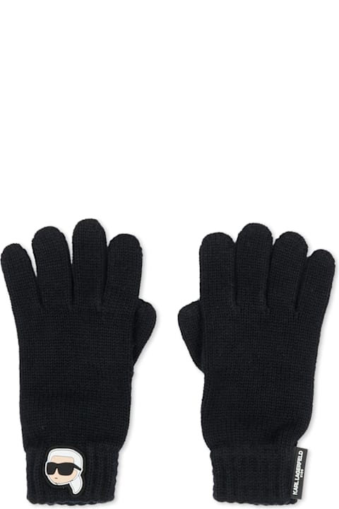 Karl Lagerfeld Kids for Women Karl Lagerfeld Kids Black Gloves For Kids With Karl Lagerfeld