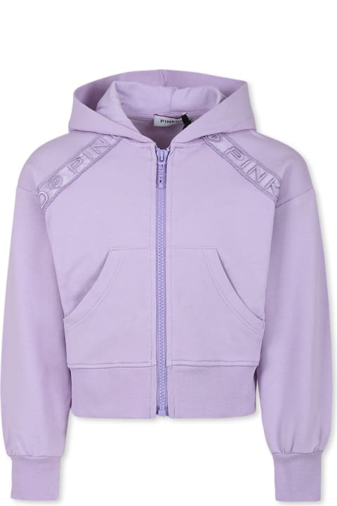 Pinko سترات وبلوزات ثقيلة لـ بنات Pinko Lilas Sweatshirt For Girl With Logo