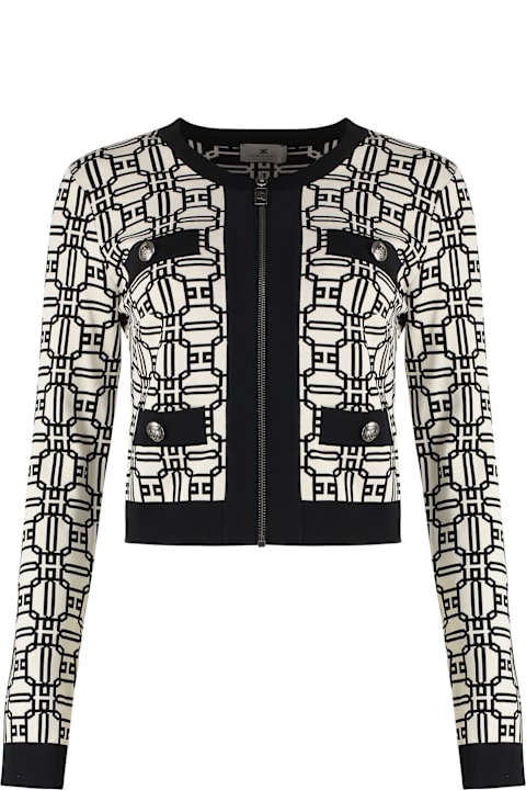 Elisabetta Franchi سترات لـ السيدات Elisabetta Franchi Jacquard Knit Cardigan