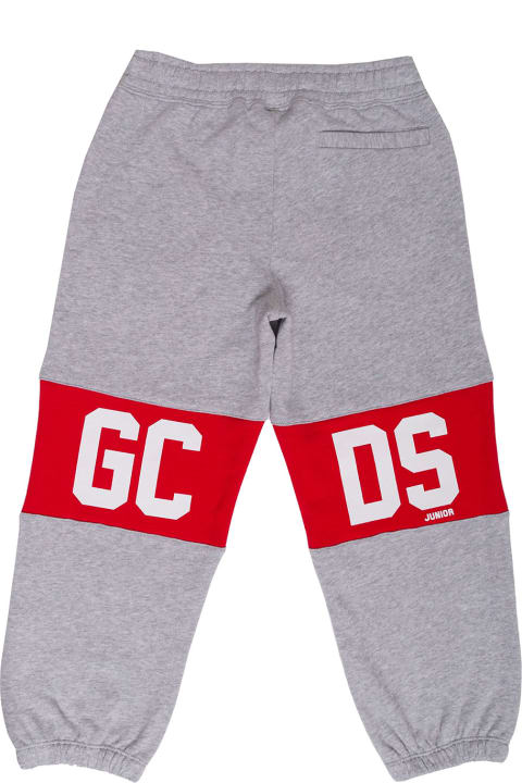 Gcds Boy's Grey Cotton Joggers With  Logo
