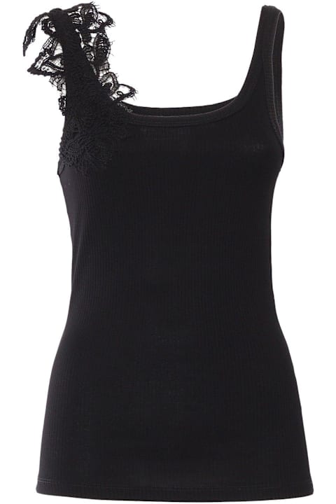 Ermanno Firenze معاطف وجواكت لـ السيدات Ermanno Firenze Rebrode Lace Ribbed-knit Vest