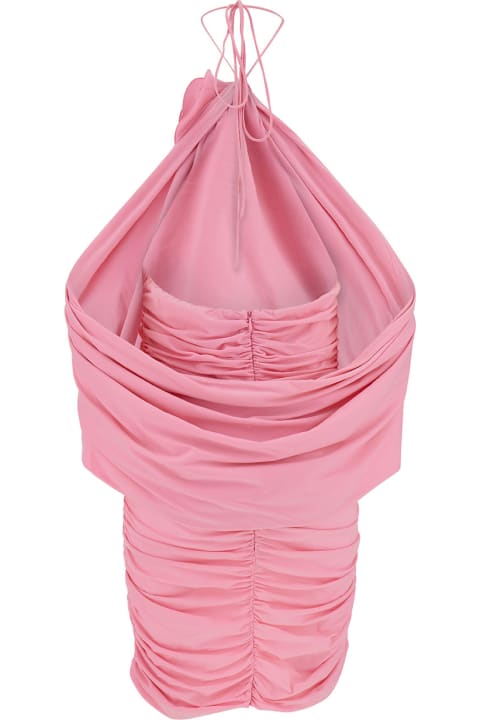 Magda Butrym Dresses for Women Magda Butrym Mini Pink Dress With Cape And Rose Patch In Stretch Polyamide Woman