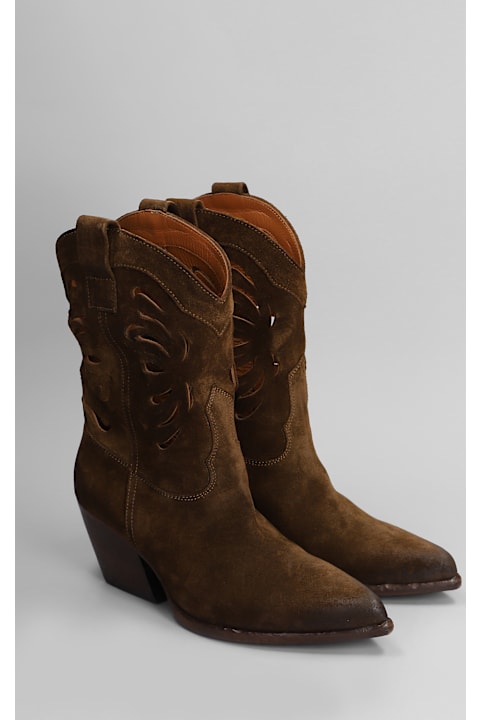 Elena Iachi Shoes for Women Elena Iachi Texan Ankle Boots In Leather Color Suede