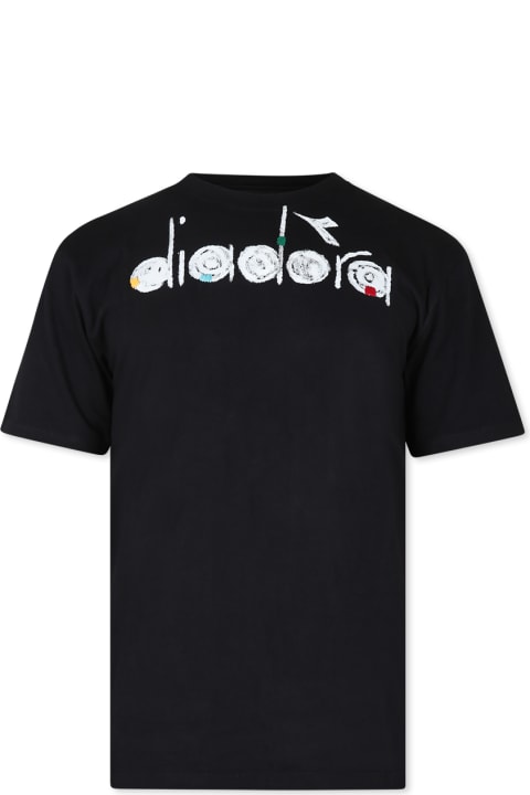 Homeware Diadora Black T-shirt For Kids With Logo