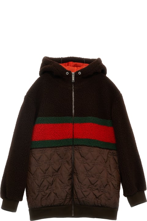 Coats & Jackets for Girls Gucci Web Ribbon Hooded Jacket