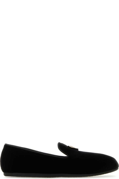 Flat Shoes for Women Prada Black Velvet Loafers