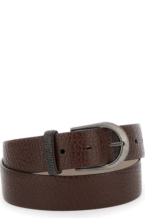 Brunello Cucinelli Belts for Women Brunello Cucinelli Brown Belt With Monile Detail In Hammered Leather Woman