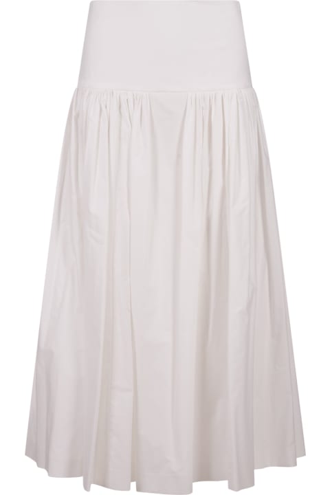 Fashion for Women MSGM Flared Midi Skirt In White Poplin