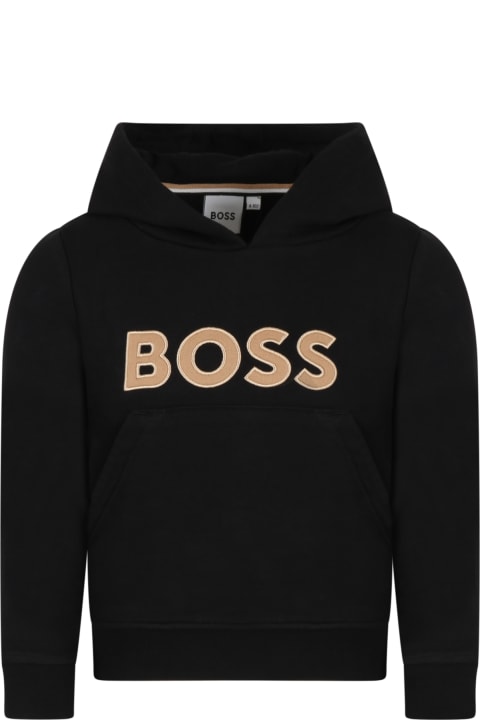 Black Sweatshirt For Boy With Logo