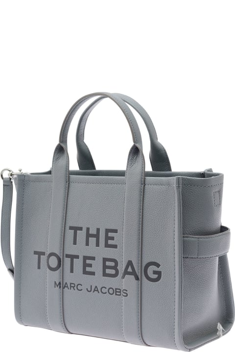 Homeware Marc Jacobs 'the Medium Tote Bag' Grey Shoulder Bag With Logo In Grainy Leather Woman
