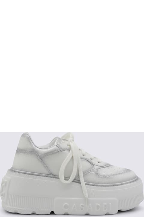 Casadei White And Silver Leather Sneakers