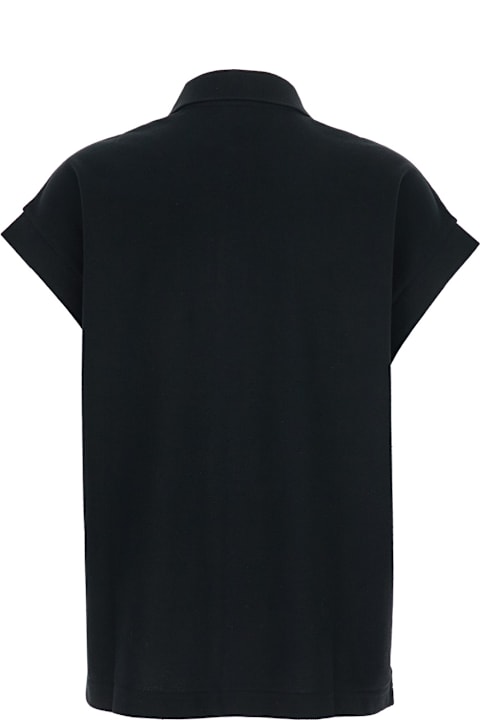 Topwear for Women Saint Laurent Black Sleeveless Polo Shirt With Classic Collar And Cassandre Embroidery On The Front In Cotton Woman