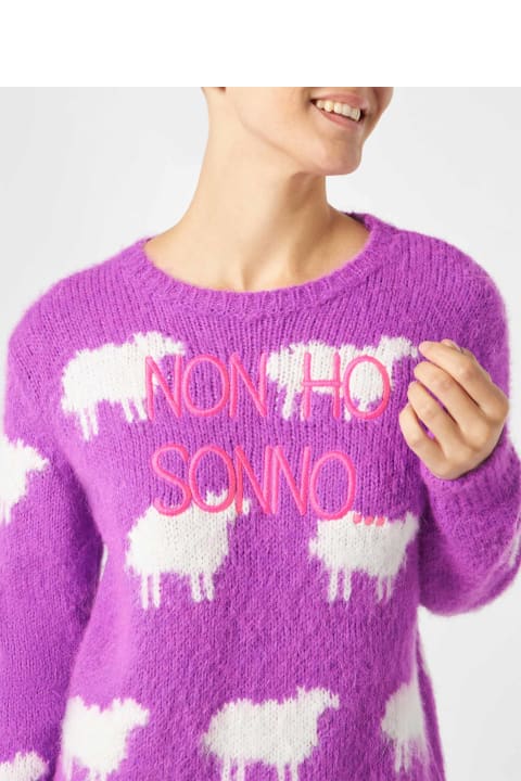 Homeware MC2 Saint Barth Woman Brushed Sweater With Sheeps And Non Ho Sonno Embroidery