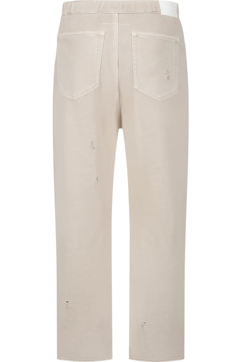 Bottoms for Boys MM6 Maison Margiela Ivory Trousers For Girl With Logo