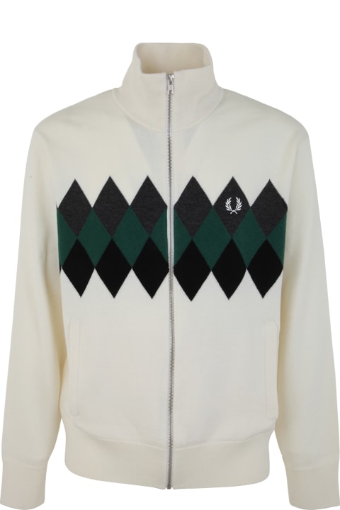 Fred Perry Sweaters for Men Fred Perry Fp Diamond Intarsia Cardigan