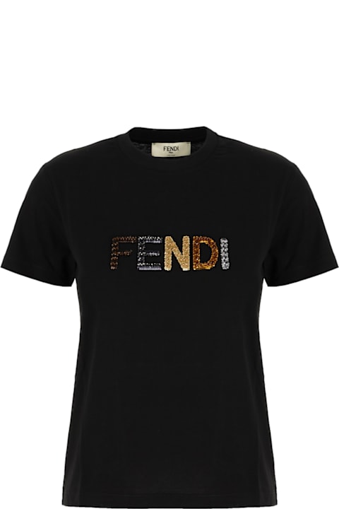 Fendi Topwear for Women Fendi Black Cotton T-shirt