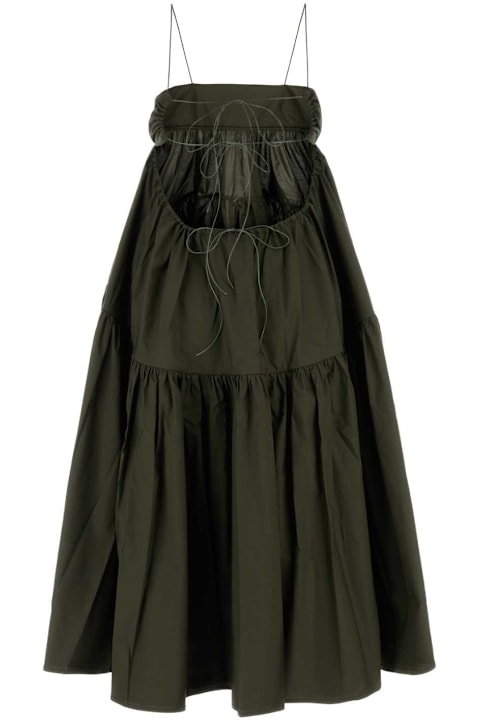 Cecilie Bahnsen for Women Cecilie Bahnsen Bottle Green Poplin Dress