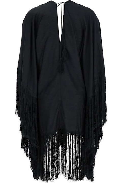 Homeware Taller Marmo Black Kaftan With V Neck And Scarf Detail In Viscose Blend Woman