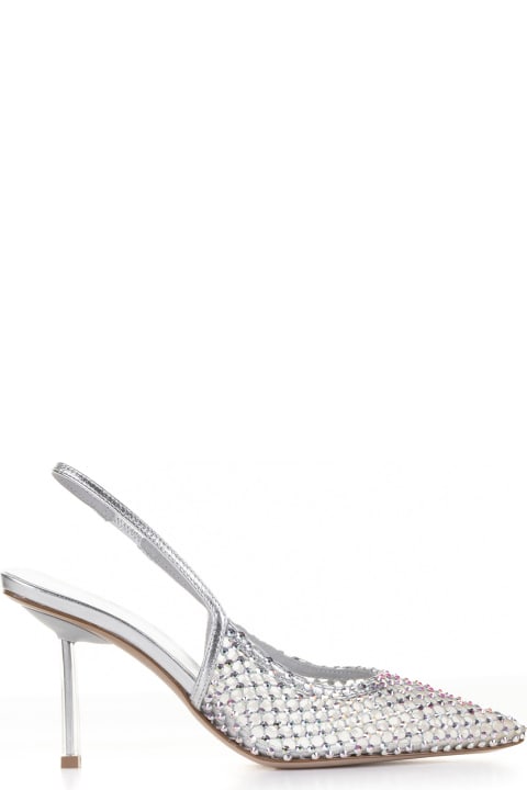 High-Heeled Shoes for Women Le Silla Gilda Jewel Fishnet Slingback Pump