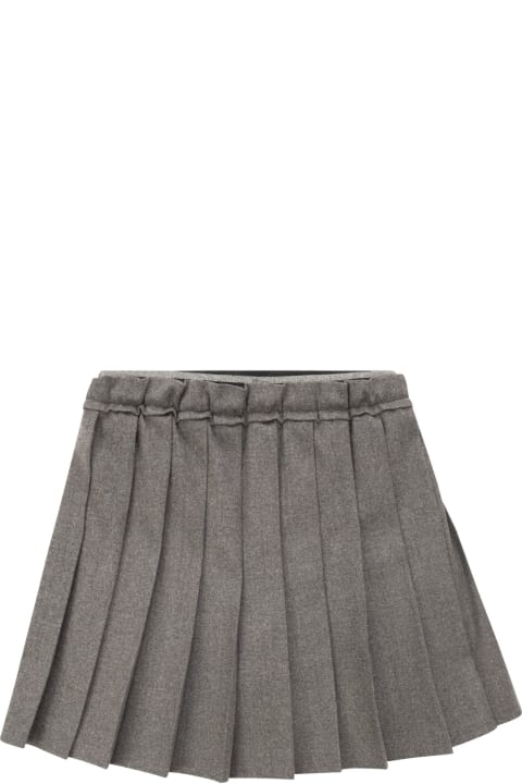 Brunello Cucinelli لـ Kids Brunello Cucinelli Pleated Mini Skirt In Techno Virgin Wool Flannel