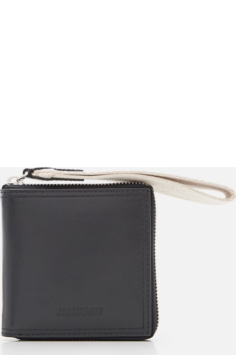 Le Carre Rond Leather Wallet in Black - Jacquemus