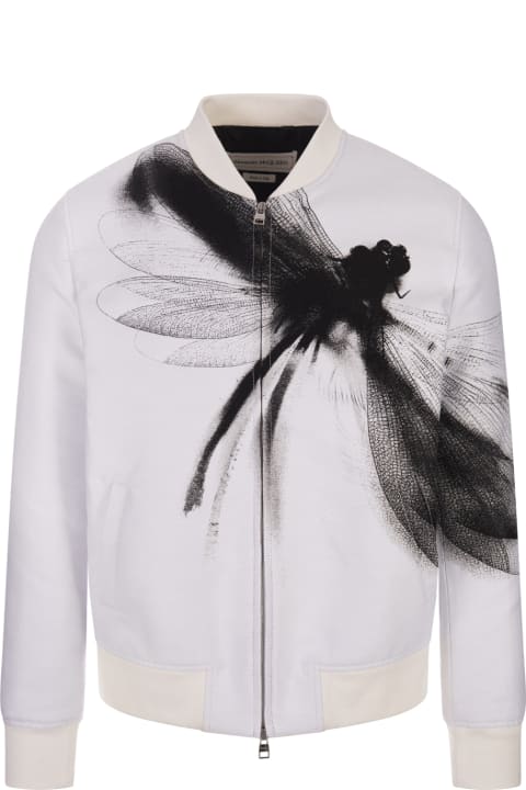 Alexander McQueen Coats & Jackets for Men Alexander McQueen Dragonfly Bomber Jacket In White/black