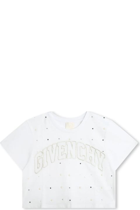 T-Shirts & Polo Shirts for Girls Givenchy White Crop T-shirt With Logo And Applications