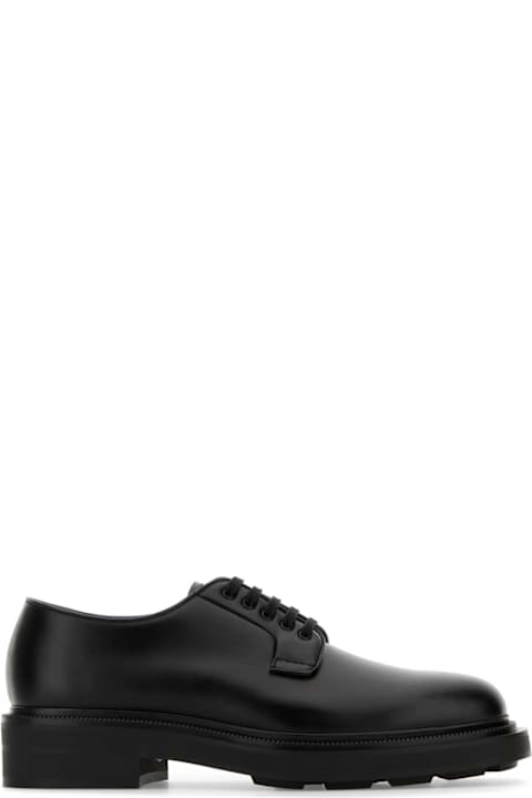 Laced Shoes for Men Prada Black Leather Lace-up Shoes