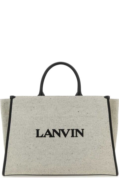 Bags for Women Lanvin Melange Grey Cotton Blend Medium In & Out Shopping Bag