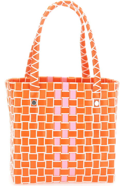 Marni Kids Marni 'basket' Multicolor Bag With Logo Plaque And Intreccio-motif In Polypropylene Girl