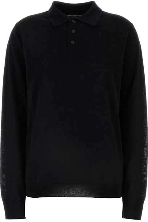 Maison Margiela ملابس علوية لـ السيدات Maison Margiela Black Wool Polo Shirt