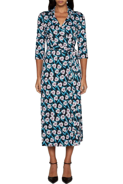 Diane Von Furstenberg Clothing for Women Diane Von Furstenberg All-over Printed V-neck Dress