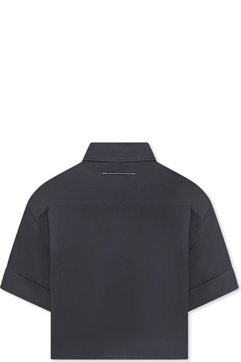 MM6 Maison Margiela Shirts for Girls MM6 Maison Margiela Grey Crop Shirt For Girl With Logo