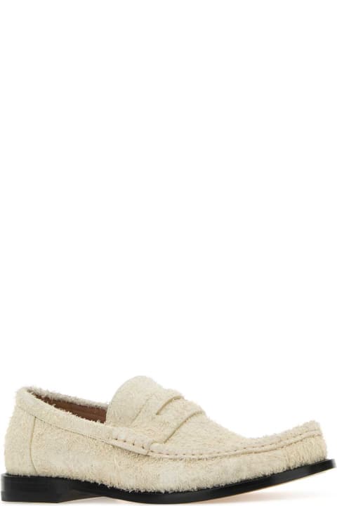 Shoes for Women Loewe Ivory Suede Campo Loafers
